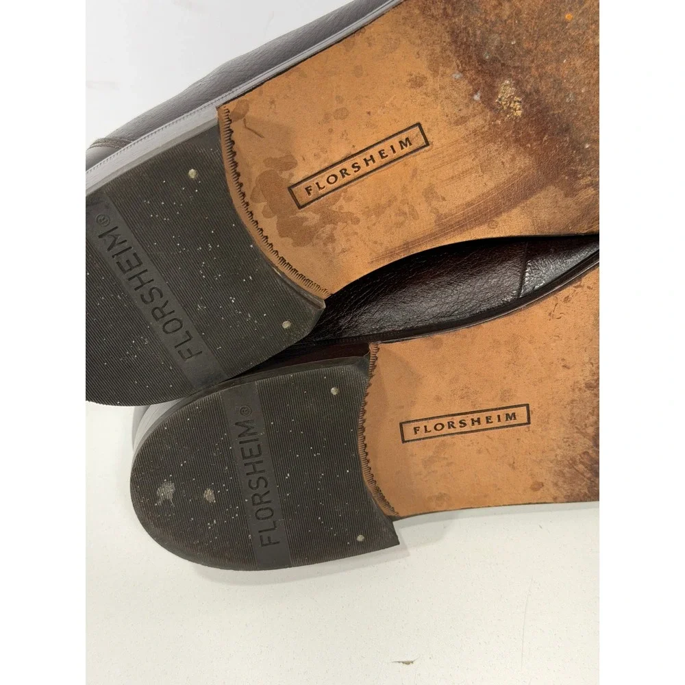 Florsheim Mens Dark Brown imperial Leather Bit Loafer Silver Hardware Dress Shoe